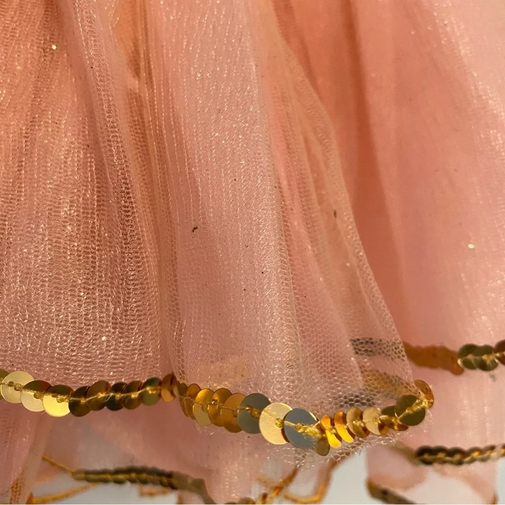 Revolution This Magic Moment Sequin Tulle Coral Gold Dance Costume Size SC